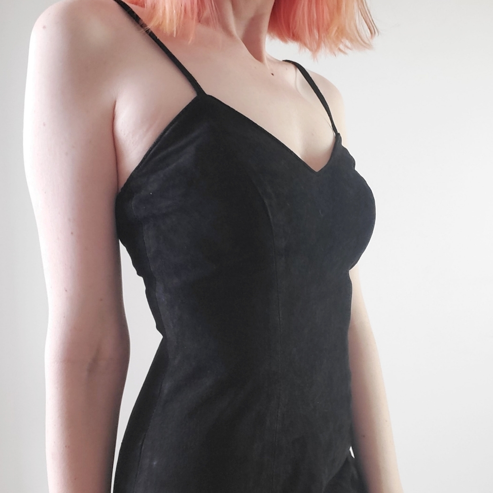 Vintage black suede mini dress, firenze